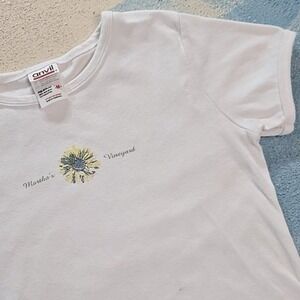 VTG Anvil Martha's Vineyard Babydoll T-Shirt Sz M Tag (XXS fit) White Cotton 90s